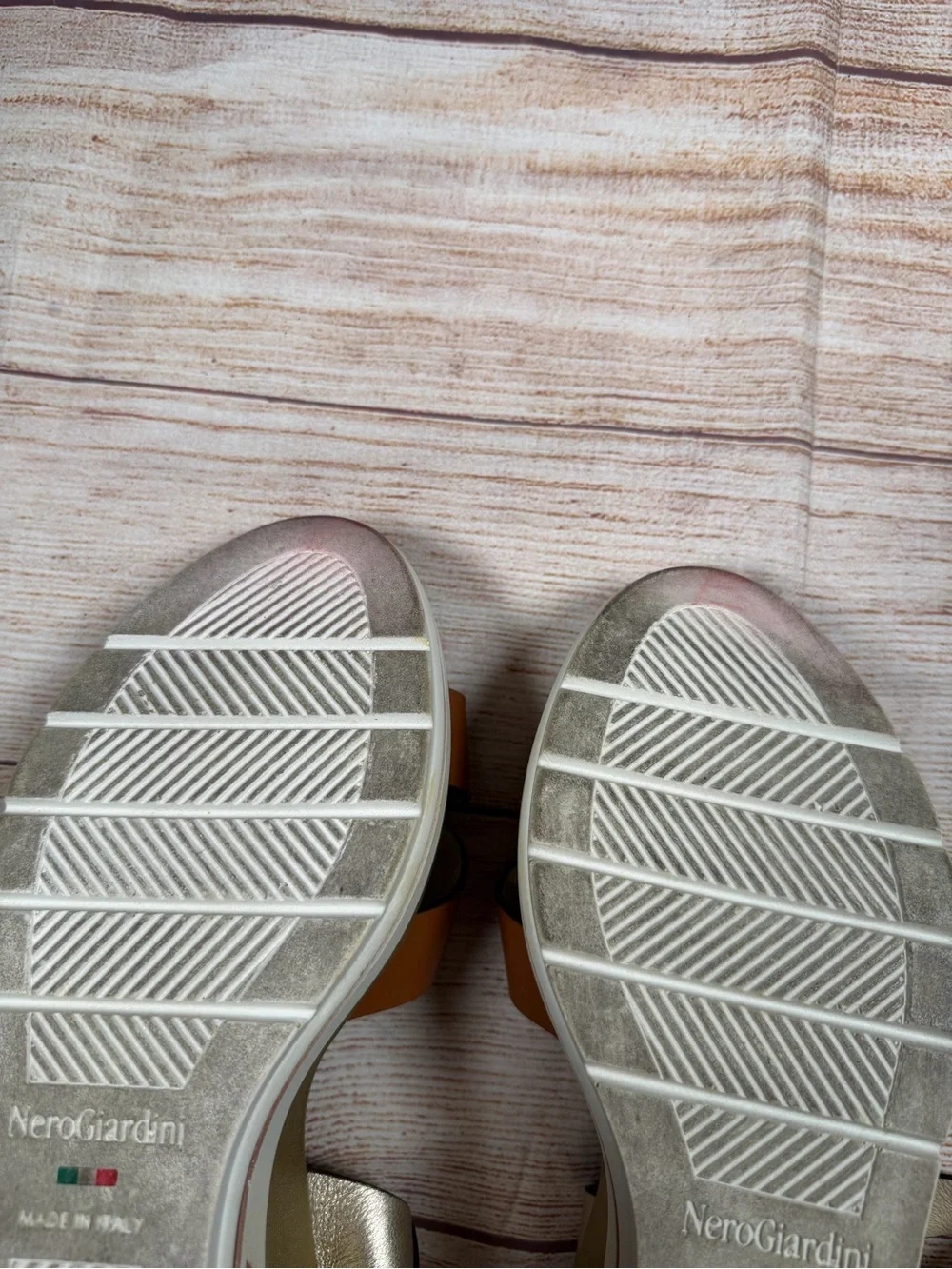 Nero Giardini Metallic Gold & Brown Wedge Sandals